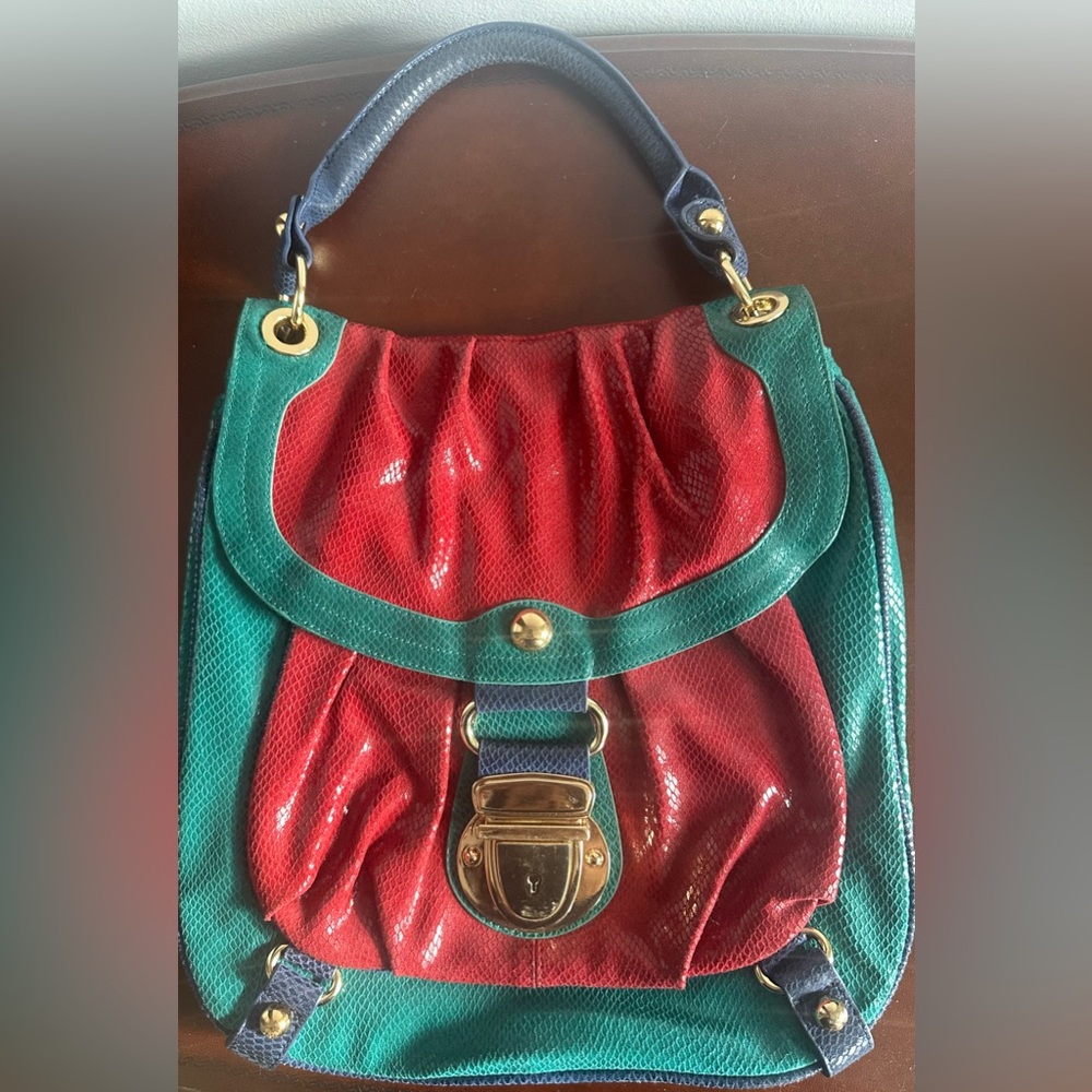 Hype Leather Colorblock leather satchel/shoulder bag - Picture 2 of 7
